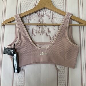 NWT SKIMS X Nike Ribbed Seamless Micro Scoop Bra Size S Himalayan/Ecru
